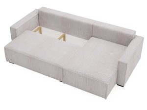 Miniaturka 31 - Jasnoszary narożnik sztruksowy pojemnik na pościel otwarty