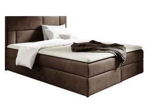 Miniaturka 4 - Nowoczesne łóżko tapicerowane w brązowym kolorze z prostym zagłówkiem