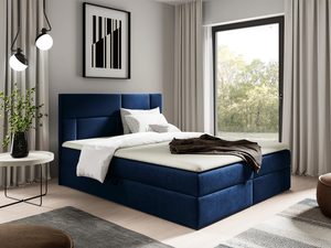 Miniaturka 5 - Łóżko tapicerowane w granatowym kolorze z pikowanym zagłówkiem