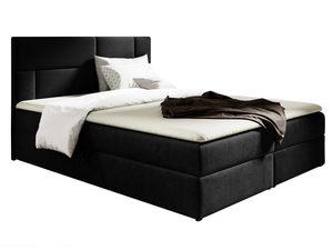 Miniaturka 10 - Łóżko tapicerowane w czarnym kolorze z pikowanym zagłówkiem