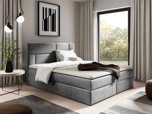 Miniaturka 11 - Łóżko tapicerowane w szarym zagłówkiem w nowoczesnej sypialni