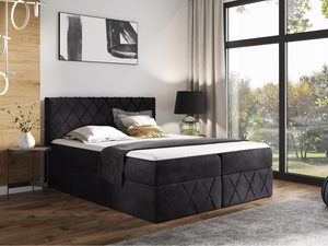 Miniaturka 3 - Łóżko tapicerowane w czarnym kolorze z eleganckim wykończeniem