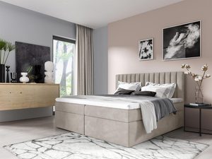 Miniaturka 2 - Łóżko tapicerowane w szarym kolorze z eleganckim wykończeniem