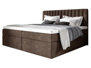 Miniaturka 1 - Łóżko tapicerowane w brązowym kolorze z pikowanym zagłówkiem