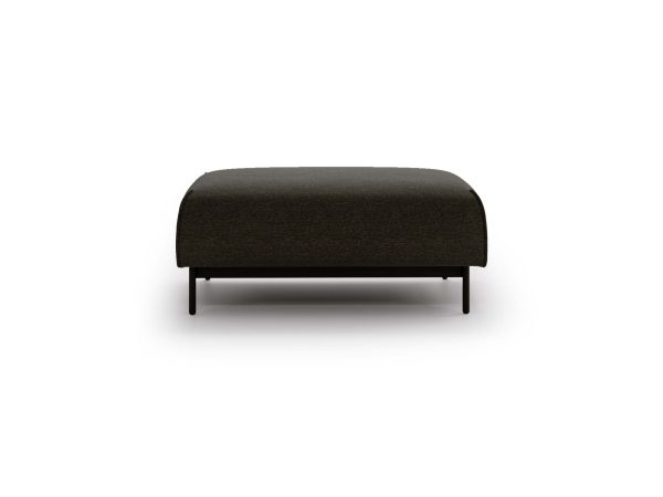 Ciemna pufa nowoczesna tapicerowana z miękkim wypełnieniem