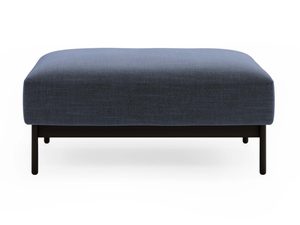 Miniaturka 2 - Tapicerowany puf granatowy z prostym siedziskiem i czarną ramą