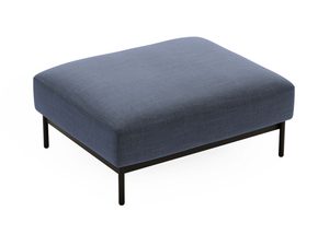 Miniaturka 8 - Granatowy puf tapicerowany z metalowymi nogami i prostym siedziskiem