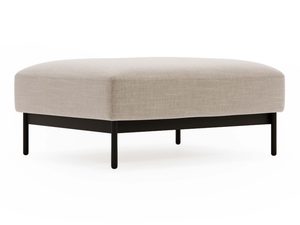 Miniaturka 10 - Kwadratowy beżowy puf z czarną podstawą i miękkim siedziskiem