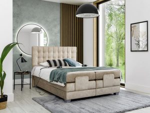 Miniaturka 7 - Łóżko kontynentalne w kolorze beżowym – funkcjonalne łóżko do sypialni, idealne do nowoczesnych wnętrz.