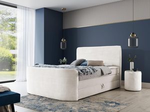 Miniaturka 10 - Kremowe łóżko z wysokim zagłówkiem w stylu klasycznym