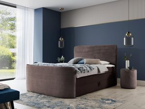 Miniaturka 9 - Brązowe łóżko z wysokim zagłówkiem w stylu klasycznym