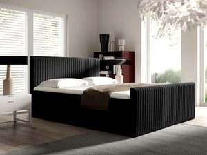 Miniaturka 7 - Czarne łóżko z dekoracyjnym przeszyciem i żebrowanym bokiem