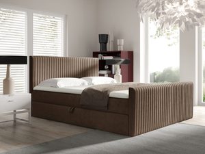 Miniaturka 4 - Brązowe łóżko z nowoczesnym wezgłowiem i miękką strukturą