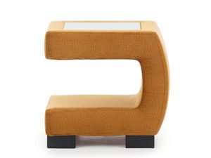 Miniaturka 1 - Pomarańczowy stolik nocny tapicerowany w kształcie litery C