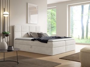 Miniaturka 2 - Nowoczesne łóżko tapicerowane w beżowym kolorze z eleganckim wykończeniem