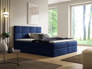 Miniaturka 4 - Łóżko tapicerowane w granatowym kolorze z metalowymi nóżkami