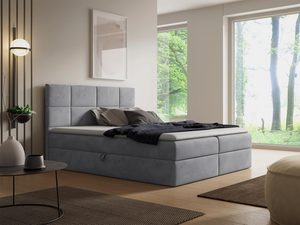 Miniaturka 5 - Nowoczesne łóżko tapicerowane w szarym kolorze z metalowymi nóżkami