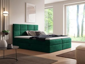 Miniaturka 6 - Łóżko tapicerowane w zielonym kolorze z pikowanym zagłówkiem