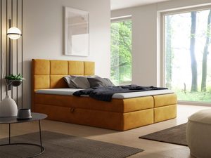 Miniaturka 7 - Nowoczesne łóżko tapicerowane w musztardowym kolorze z eleganckim wykończeniem
