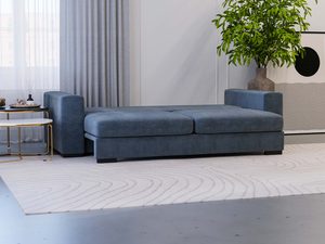 Miniaturka 46 - Sofa granatowa narożna z szerokim siedziskiem w salonie