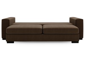 Miniaturka 18 - Sofa brązowa tapicerowana z prostymi bokami i czarnymi nóżkami