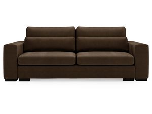 Miniaturka 2 - Sofa brązowa z niskim oparciem i tekstylną tapicerką