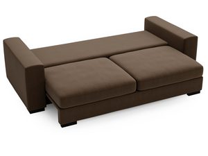 Miniaturka 14 - Sofa brązowa rozkładana z funkcją spania i prostym podłokietnikiem