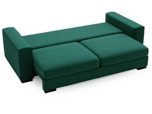 Miniaturka 15 - Sofa rozkładana zielona z szerokim siedziskiem i prostą tapicerką