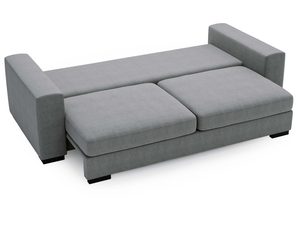 Miniaturka 16 - Szara sofa z funkcją spania i prostym podłokietnikiem