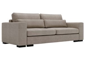 Miniaturka 5 - Sofa beżowa z prostym oparciem i grubym siedziskiem