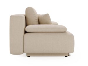 Miniaturka 25 - Beżowy moduł boczny sofy z podłokietnikiem i ozdobną tapicerką