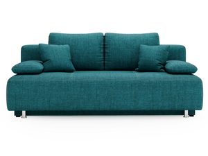 Miniaturka 3 - Turkusowa sofa z tkaniny z poduszkami i nowoczesną formą