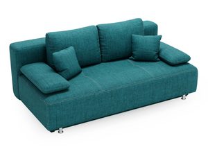 Miniaturka 19 - Turkusowa sofa z miękkimi poduszkami i pikowaną tkaniną