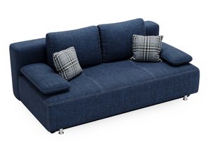 Miniaturka 20 - Granatowa sofa z prostym oparciem i poduchami w stylu nowoczesnym