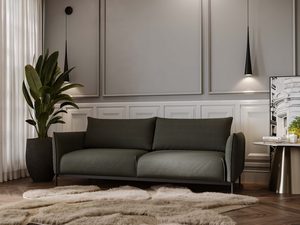 Miniaturka 18 - Ciemnozielona sofa nowoczesna z niskim siedziskiem i dekoracyjną poduchą