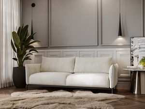 Miniaturka 19 - Kremowa sofa do eleganckiego salonu z tapicerowanymi bokami