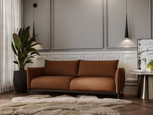 Miniaturka 20 - Trzyosobowa sofa nowoczesna w ceglastym kolorze z prostymi liniami