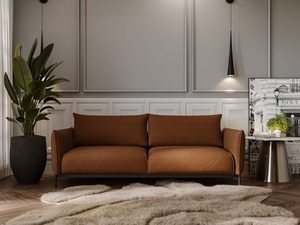 Miniaturka 23 - Sofa tapicerowana ceglastobrązowa do salonu w stylu nowoczesnym