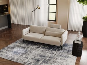 Miniaturka 32 - Sofa beżowa w aranżacji salonu z dywanem i lampą podłogową