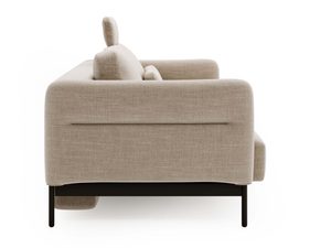 Miniaturka 20 - Tył beżowej sofy z tkaniny boucle i nowoczesnym profilowaniem