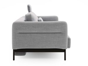 Miniaturka 23 - Tył sofy jasnoszarej z prostym oparciem i czarną podstawą