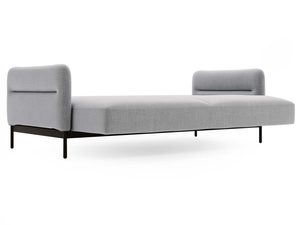 Miniaturka 19 - Sofa jasnoszara z prostym bokiem i gładką tapicerką