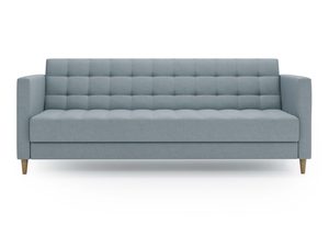 Miniaturka 3 - Sofa błękitna tapicerowana z przeszyciami i nowoczesnym kształtem