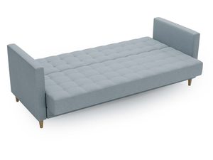 Miniaturka 19 - Sofa błękitna z tapicerką i drewnianymi nóżkami w stylu nordic
