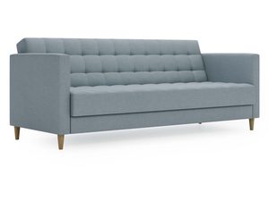 Miniaturka 7 - Błękitna sofa z prostym oparciem i eleganckim przeszyciem