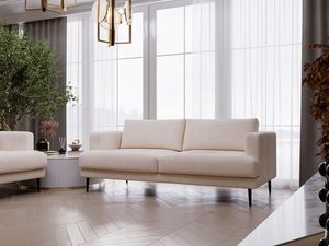 Miniaturka 31 - Sofa boucle beżowa z dekoracyjnym przeszyciem w nowoczesnym salonie