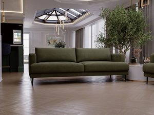 Miniaturka 33 - Sofa ciemnozielona z niskimi oparciami w stylu glamour