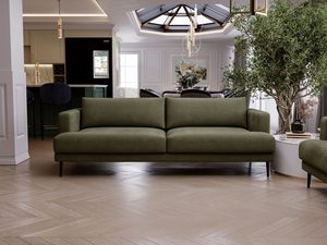 Miniaturka 36 - Sofa zielona z zaokrąglonymi bokami i prostym designem