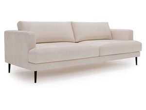 Miniaturka 7 - Sofa kremowa z tapicerką boucle i prostym oparciem