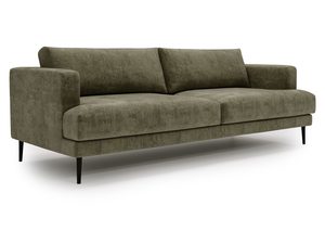 Miniaturka 8 - Sofa o kolorze khaki tapicerowana z gładkim oparciem i wąskimi nogami